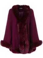 N.peal Fur Trimmed Cape - Red