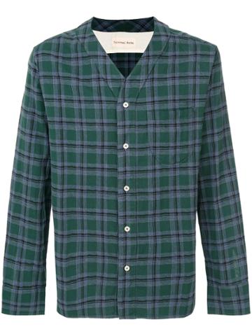 Universal Works V-neck Checked Shirt - Green