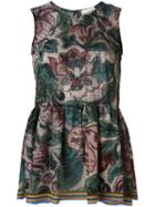 Erika Cavallini Ruffled Floral Print Blouse, Women's, Size: 38, Polyester