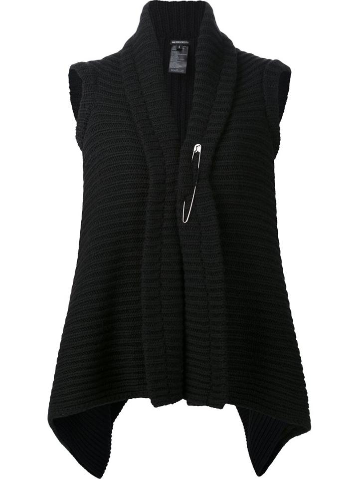Ann Demeulemeester Sleeveless Pin Fastening Cardigan, Women's, Size: Medium, Black, Nylon/alpaca