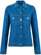 Amapô Classic Polo Collar Denim Jacket, Women's, Size: M, Blue, Cotton/polyester/spandex/elastane