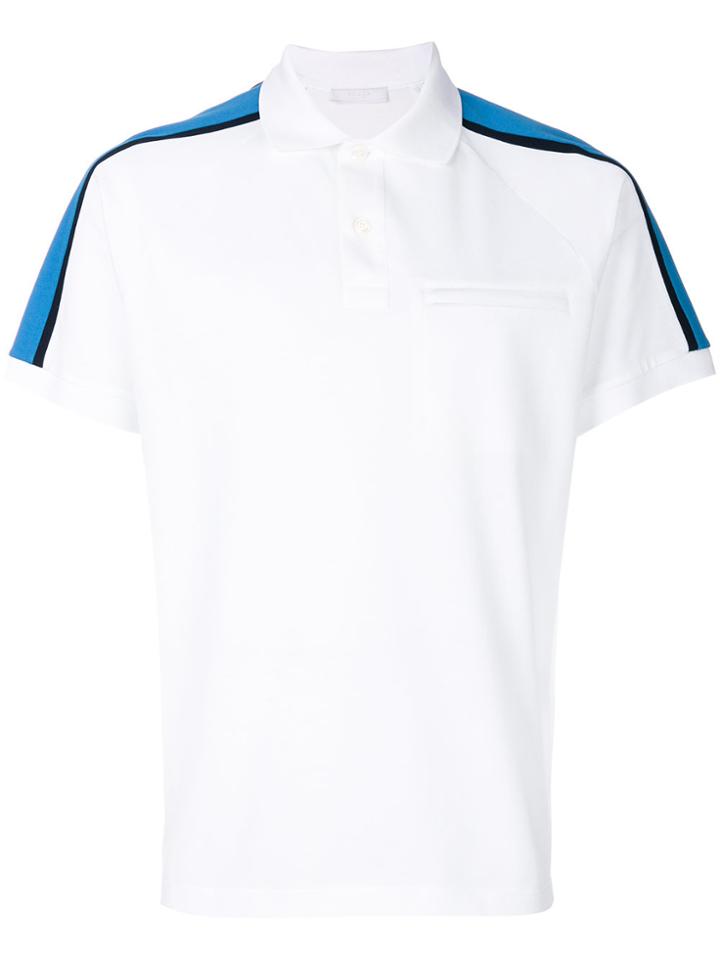 Prada Shoulder Stripe Polo Shirt - White