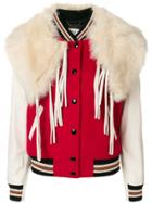 Coach Shawl Detail Varsity Jacket - Red
