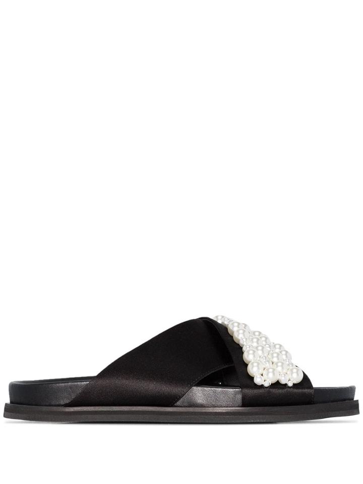 Simone Rocha Black Pearl-embellished Slides