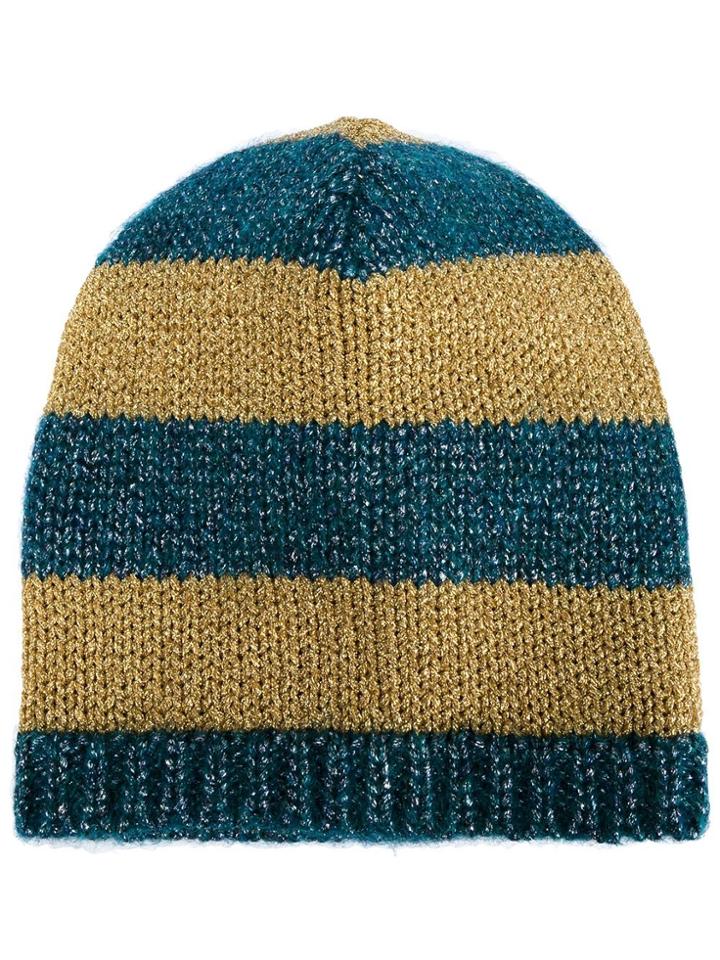 Gucci Striped Knit Beanie - Blue