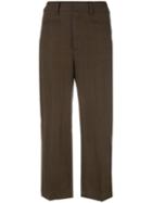 Dondup Cropped Pants, Women's, Size: 38, Brown, Cotton/linen/flax/viscose