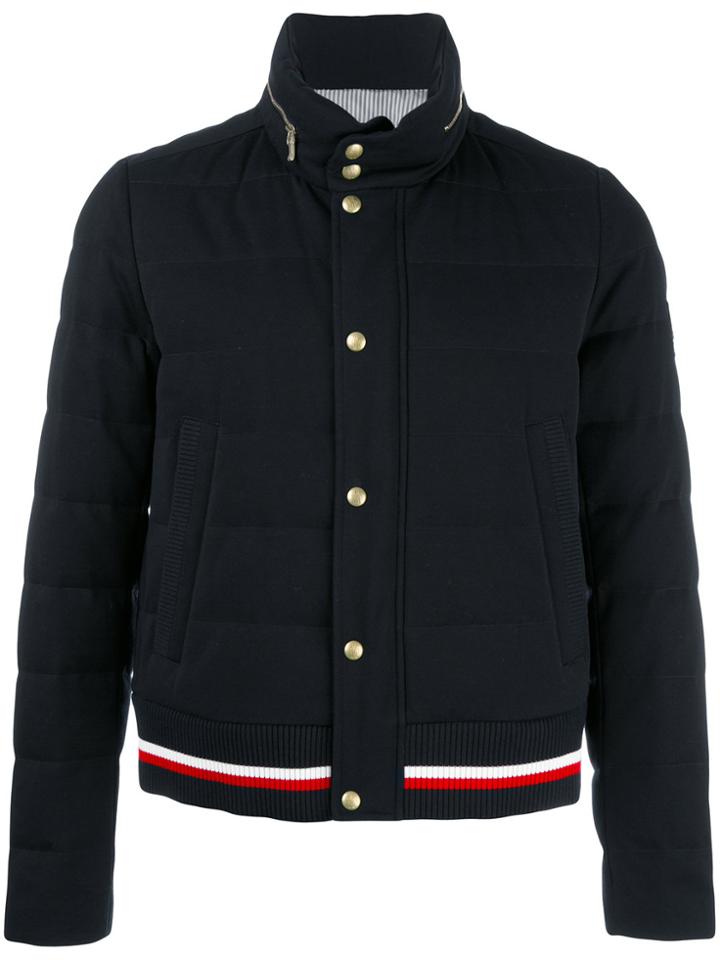 Moncler Gamme Bleu Logo Patch Bomber Jacket - Blue