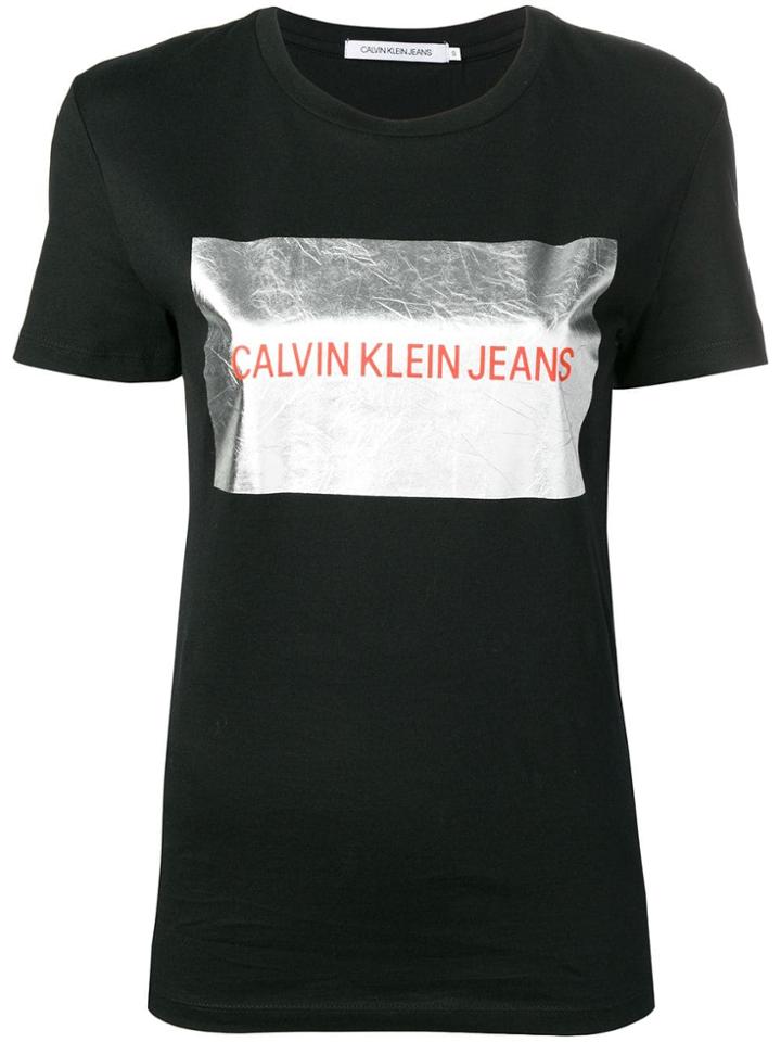 Calvin Klein Jeans Metallic Logo Printed T-shirt - Black