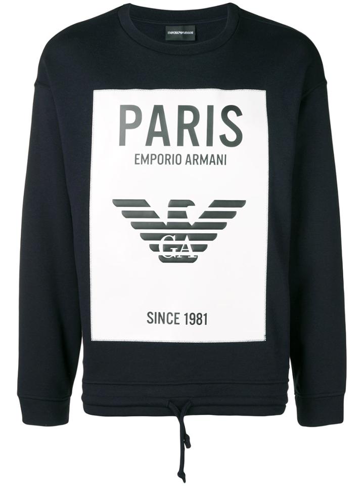 Emporio Armani Paris Drawstring Hem Sweatshirt - Blue
