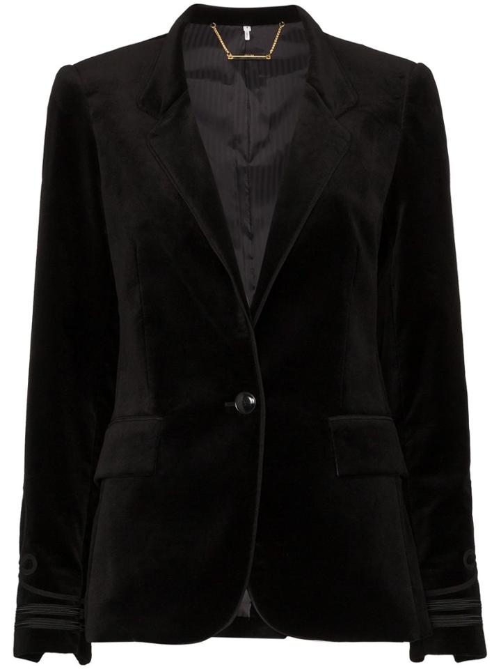 Frame Stand Soutache Velvet Embroidered Jacket - Black