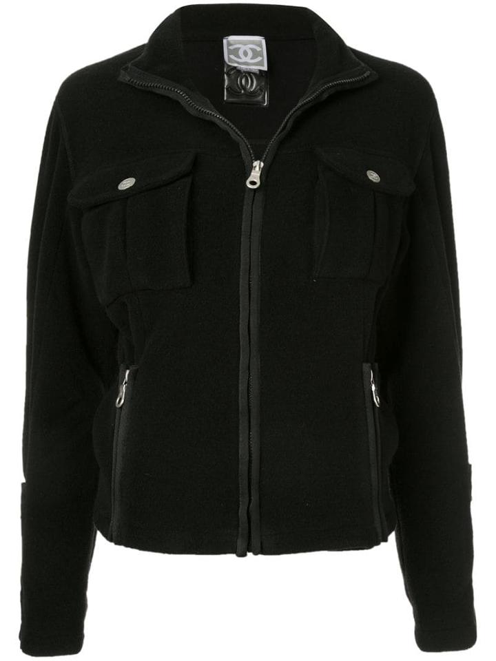 Chanel Pre-owned Fleece Long Sleeve Coat Jacket - Black