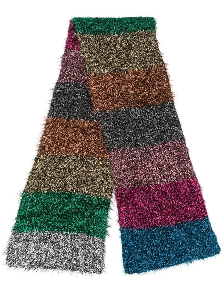 Faliero Sarti Tinsel Striped Scarf - Red