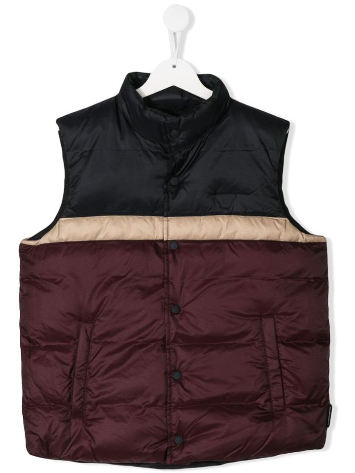 Emporio Armani Kids Teen Feather Down Color-block Gilet - Purple