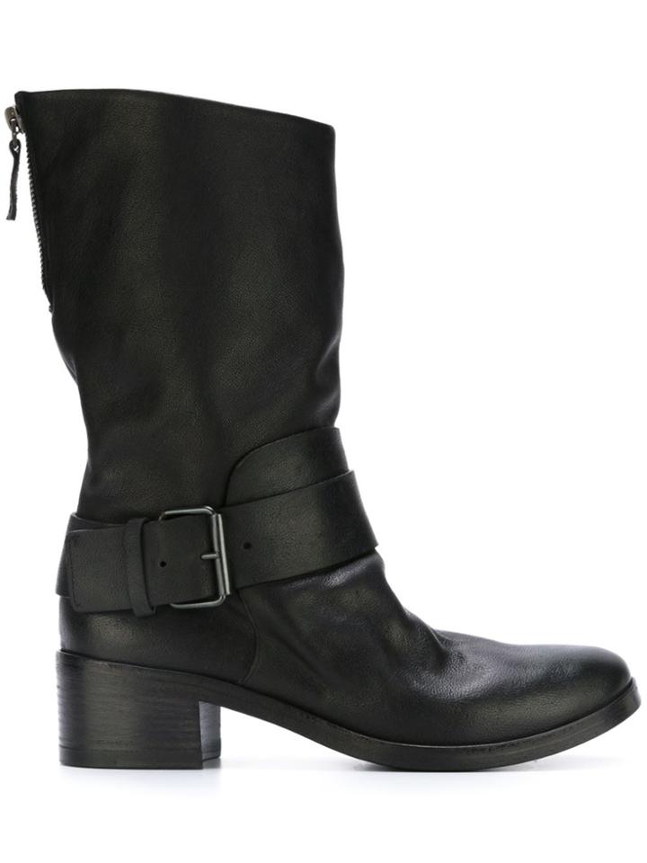 Marsèll Rear Zip Buckled Boots - Black