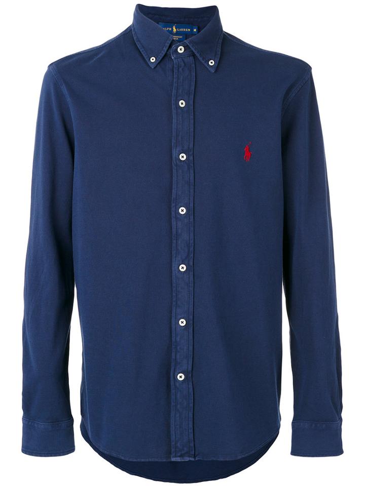 Embroidered Logo Shirt - Men - Cotton - S, Blue, Cotton, Polo Ralph Lauren