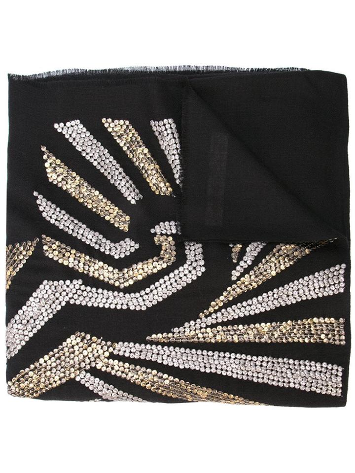 Janavi Illusion Sequined Scarf - Black