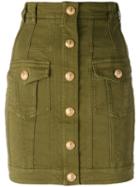 Balmain - Fitted Military Skirt - Women - Cotton/spandex/elastane - 40, Green, Cotton/spandex/elastane