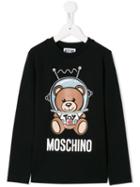 Moschino Kids Teen Spacebear Long Sleeve T-shirt - Black