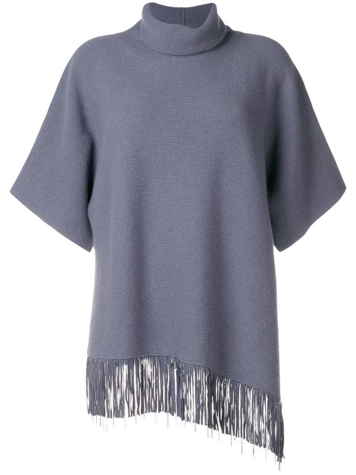 Fabiana Filippi Fringed Short-sleeve Sweater - Blue