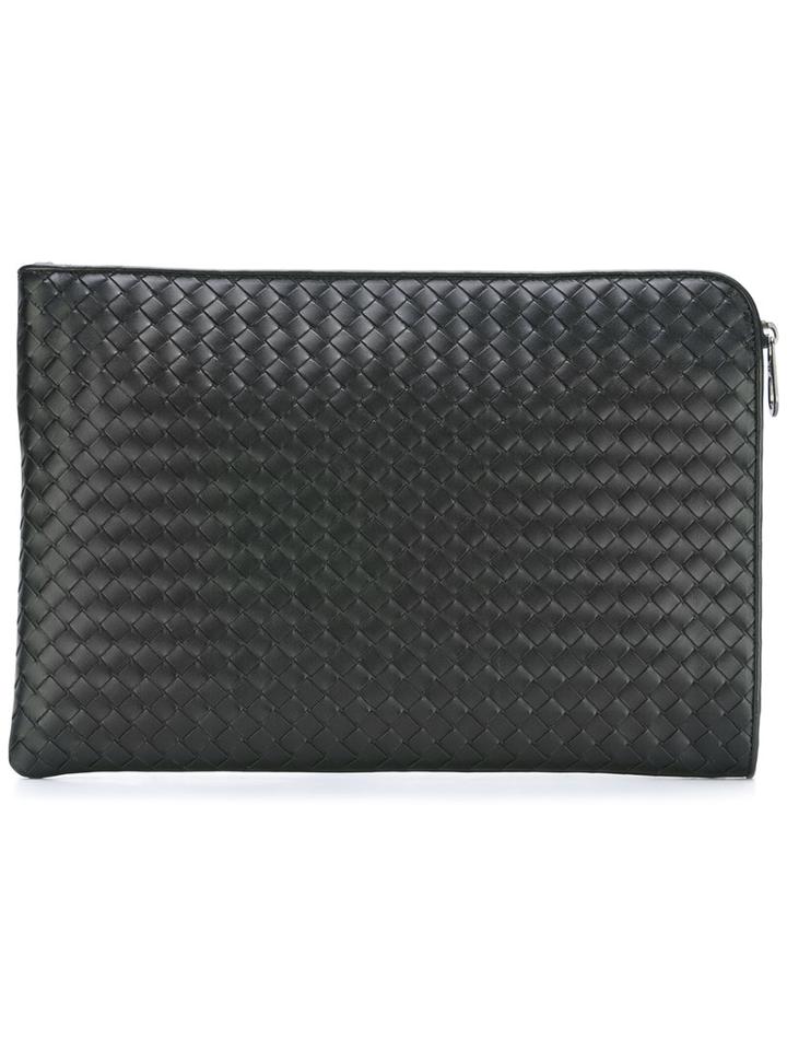 Bottega Veneta Woven Clutch, Men's, Black, Calf Leather