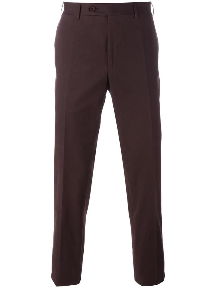 Canali Regular Trousers, Men's, Size: 58, Red, Cotton/spandex/elastane