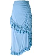 Marni Ruched Ruffled Skrt, Women's, Size: 42, Blue, Acetate/silk