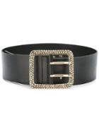 Just Cavalli Embellished Buckle Belt, Women's, Size: 70, Black, Leather