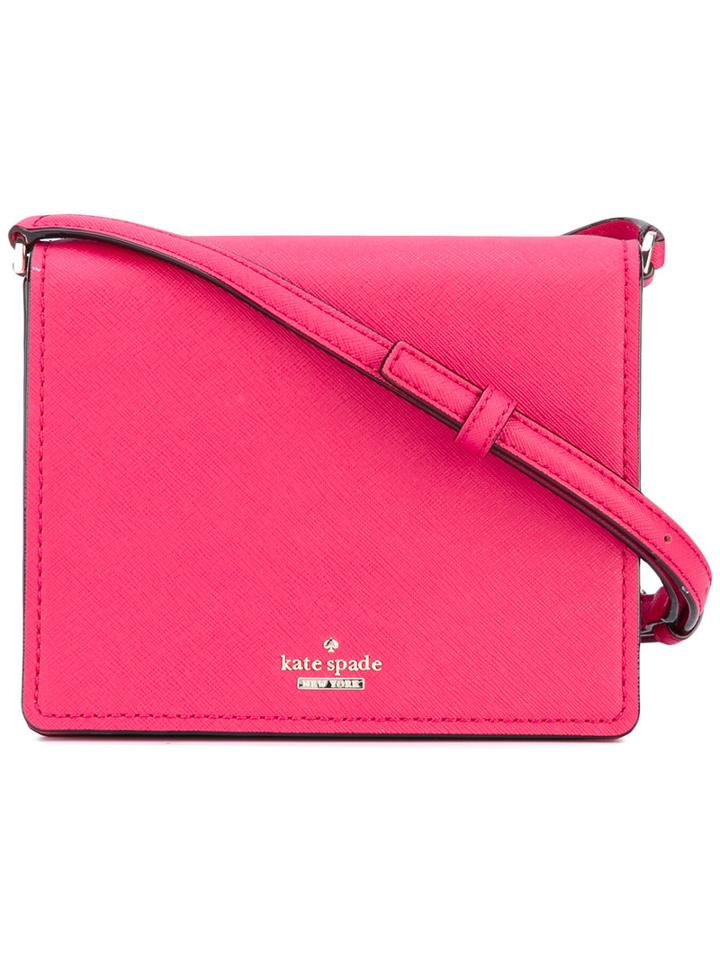 Kate Spade - Flap Crossbody Bag - Women - Calf Leather/polyester/polyurethane - One Size, Pink/purple, Calf Leather/polyester/polyurethane