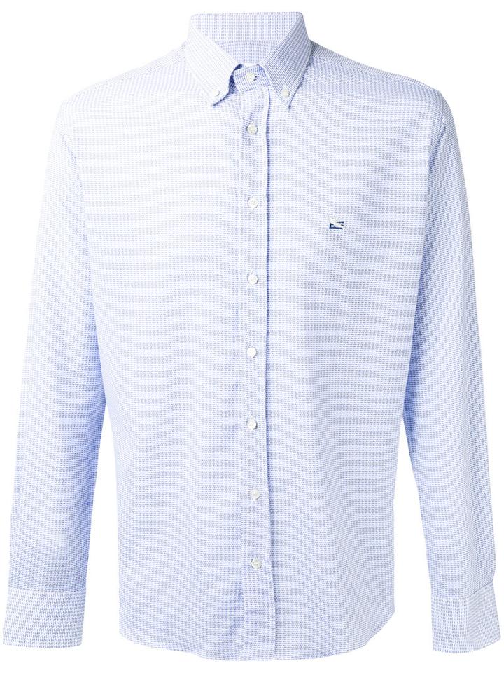 Etro Button Up Pattern Shirt, Men's, Size: 44, White, Cotton