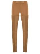 Gloria Coelho Leather Panels Trousers, Women's, Size: 40, Brown, Leather/elastodiene/polyamide