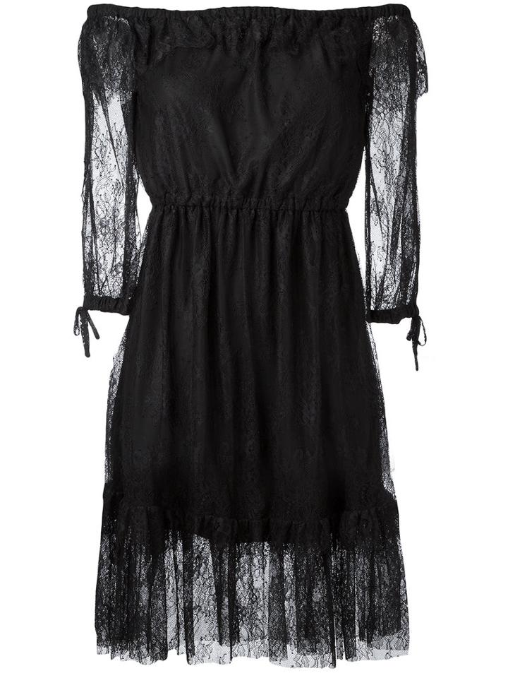 Philosophy Di Lorenzo Serafini Off-shoulder Lace Dress, Women's, Size: 42, Black, Polyester/polyamide