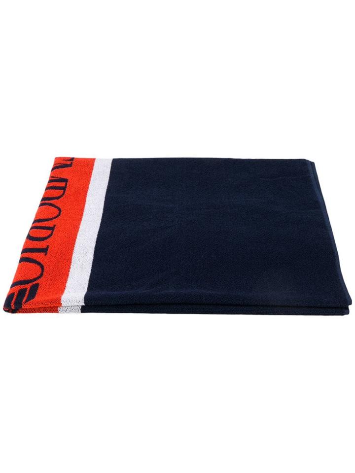 Emporio Armani Logo Printed Beach Towel - Blue