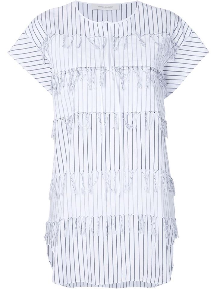 Cédric Charlier Frayed Striped Blouse