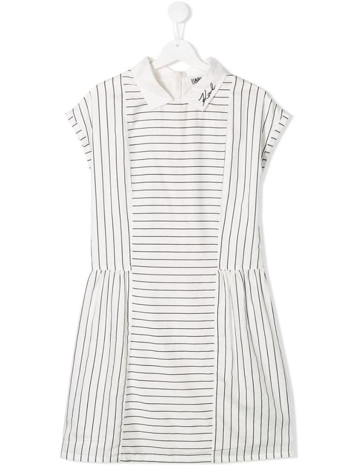 Karl Lagerfeld Kids Teen Striped Dress - White