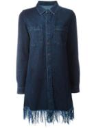 3x1 Frayed Trim Denim Shirt, Women's, Size: Xs, Blue, Cotton