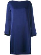 Erika Cavallini - Flared Sleeves Shift Dress - Women - Polyester/acetate - 44, Blue, Polyester/acetate