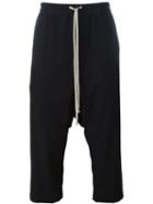 Rick Owens Cropped Drop-crotch Trousers, Men's, Size: 50, Black, Cotton/virgin Wool