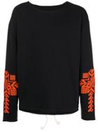 Maison Margiela Distressed Intarsia Sleeve Sweater - Black