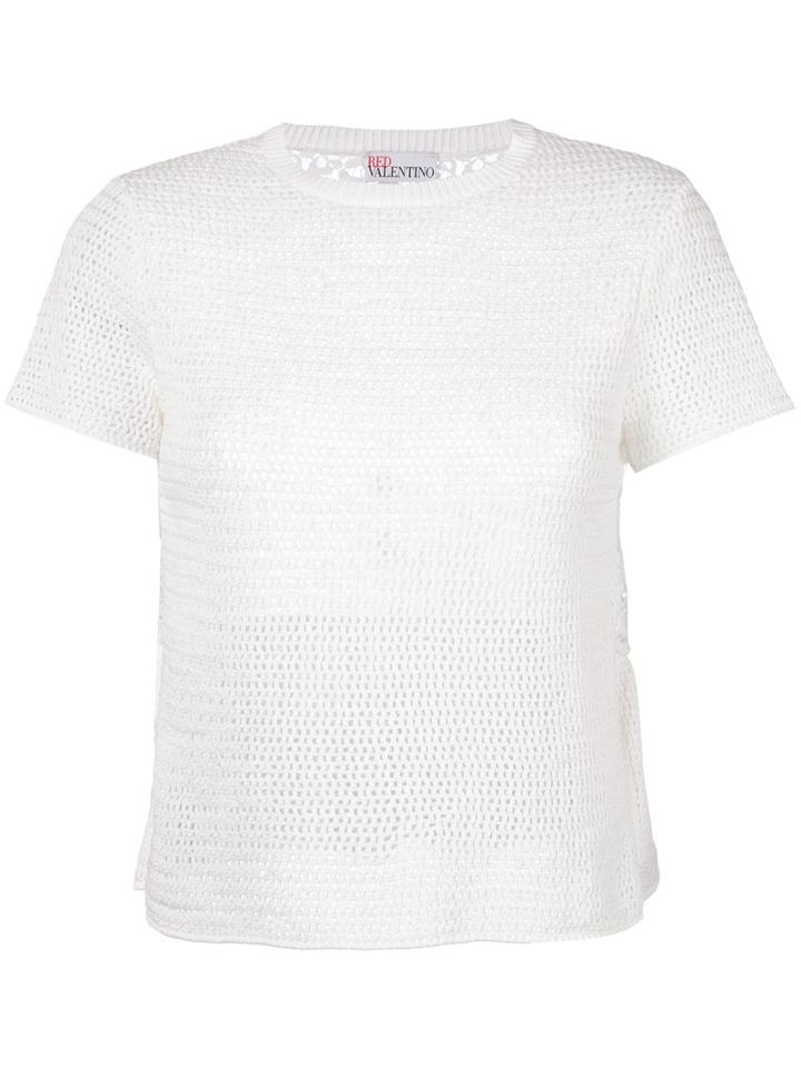 Red Valentino Lace And Peplum Back Blouse, Women's, Size: Medium, White, Cotton