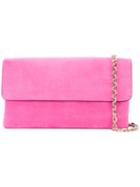Casadei - Logo Embossed Clutch - Women - Chamois Leather/satin - One Size, Pink/purple, Chamois Leather/satin