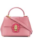 Dolce & Gabbana Small Snake Embossed Lucia Bag - Pink & Purple