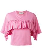 Msgm Ruffle Trim T-shirt, Women's, Size: Large, Pink/purple, Cotton/polyester