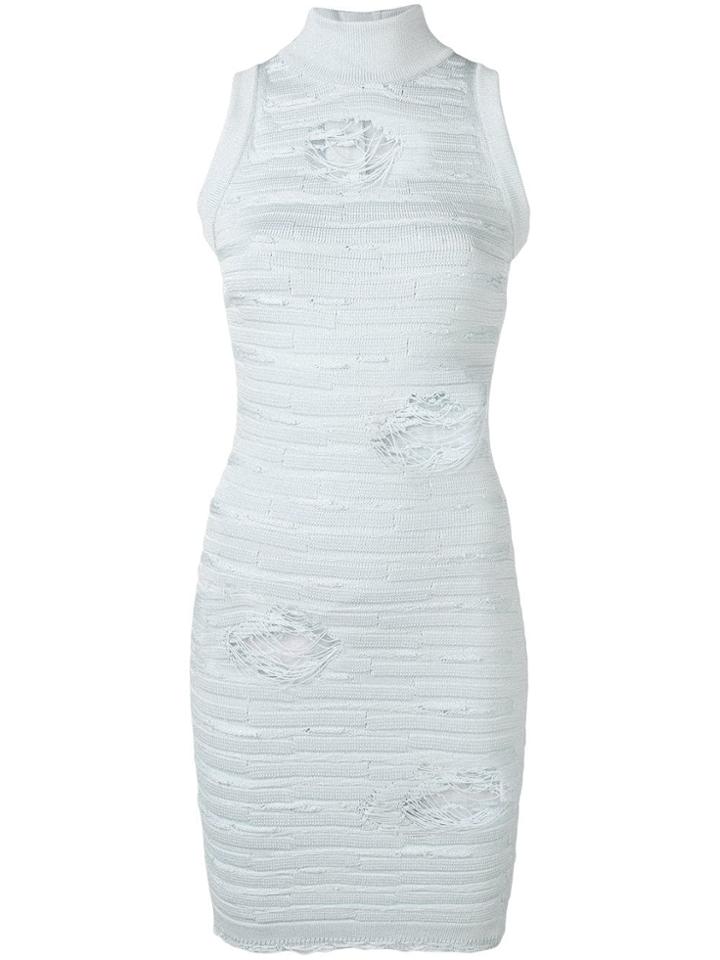 Balmain Distressed Bodycon Dress - Blue