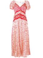 Self-portrait Dot Print Satin Dress - Neutrals