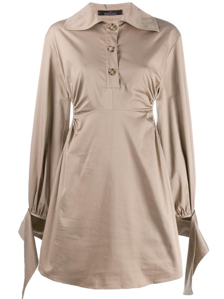 Rokh Cut-out Shirt Dress - Neutrals