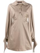 Rokh Cut-out Shirt Dress - Neutrals