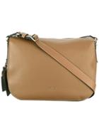 Furla Tag Detail Shoulder Bag, Women's, Brown, Calf Leather