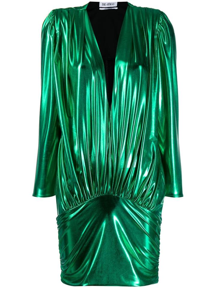 Attico Laminated Mini Dress - Green