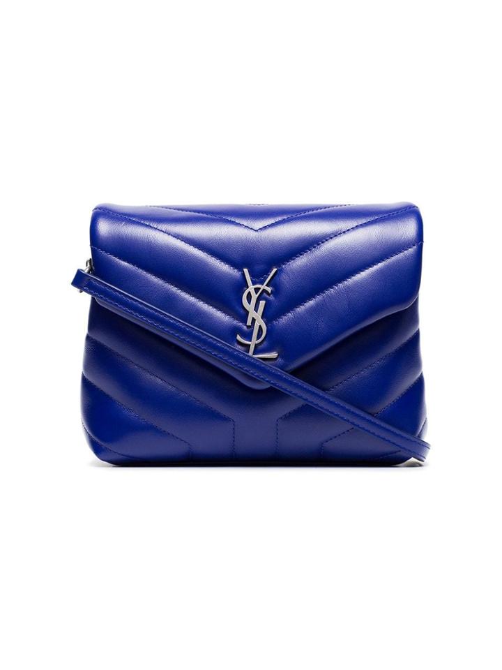 Saint Laurent Sl Blu Qultd Lthr W/ Silv Hrdwre - Blue