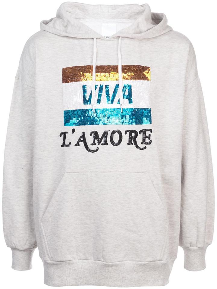 Ashish Viva L'amore Beaded Hoodie - Grey